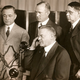 Then-Secretary of Commerce Herbert Hoover using the ikonophone in 1927